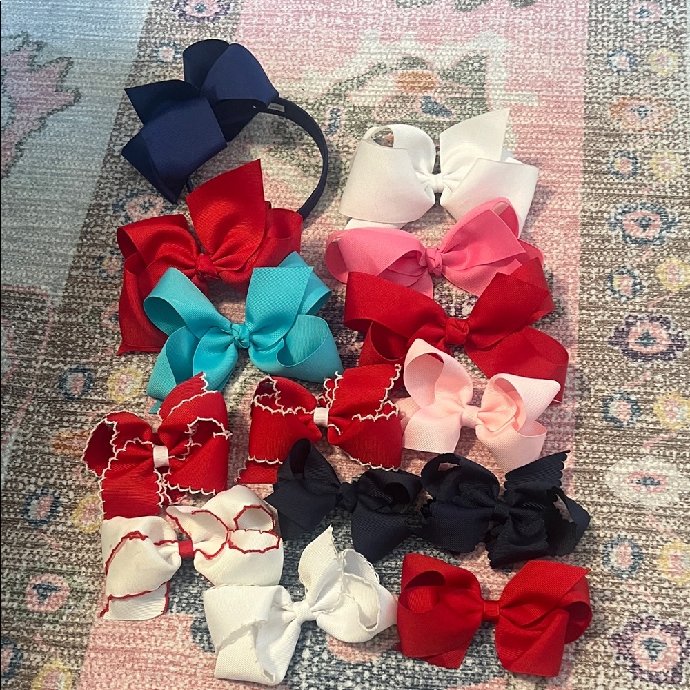 Wee Ones Red, Blue, and White Bow Set